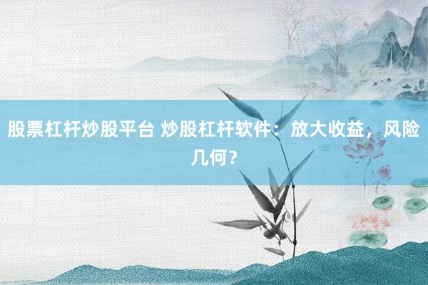 股票杠杆炒股平台 炒股杠杆软件：放大收益，风险几何？