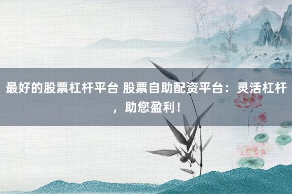 最好的股票杠杆平台 股票自助配资平台：灵活杠杆，助您盈利！