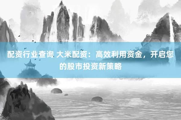 配资行业查询 大米配资：高效利用资金，开启您的股市投资新策略