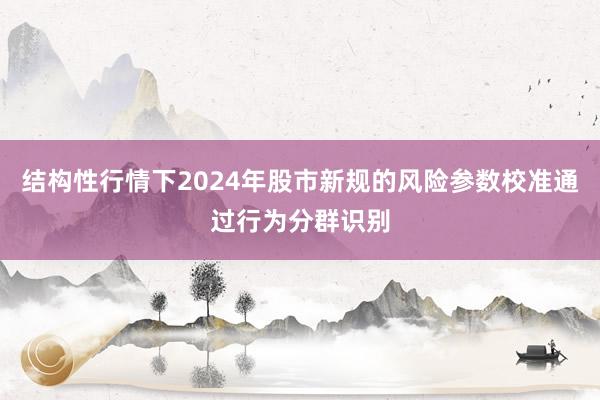 结构性行情下2024年股市新规的风险参数校准通过行为分群识别