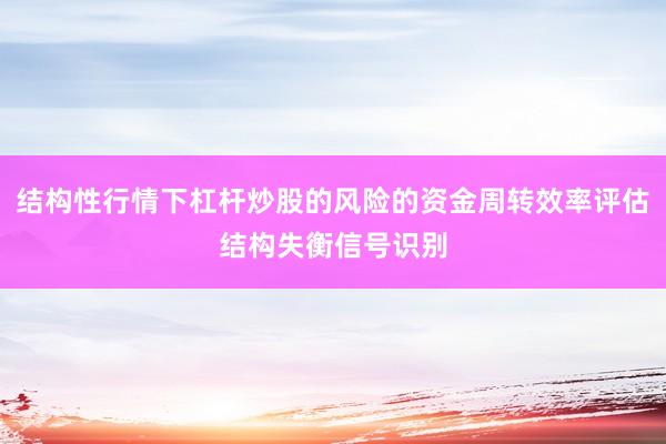 结构性行情下杠杆炒股的风险的资金周转效率评估结构失衡信号识别