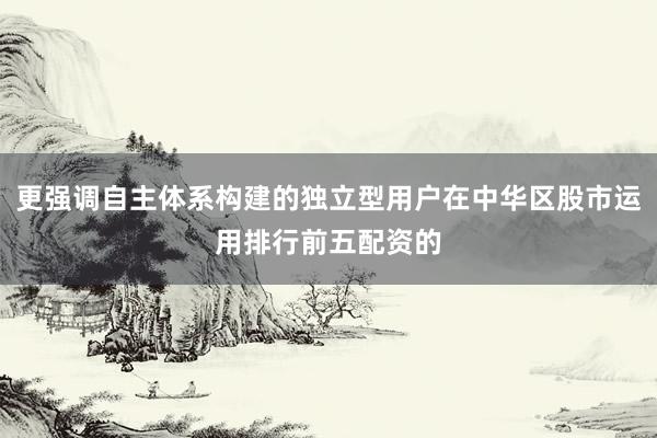 更强调自主体系构建的独立型用户在中华区股市运用排行前五配资的
