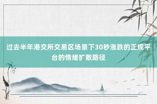 过去半年港交所交易区场景下30秒涨跌的正规平台的情绪扩散路径