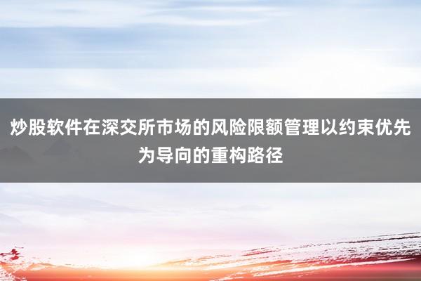 炒股软件在深交所市场的风险限额管理以约束优先为导向的重构路径