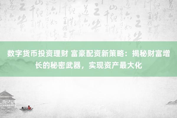 数字货币投资理财 富豪配资新策略：揭秘财富增长的秘密武器，实现资产最大化